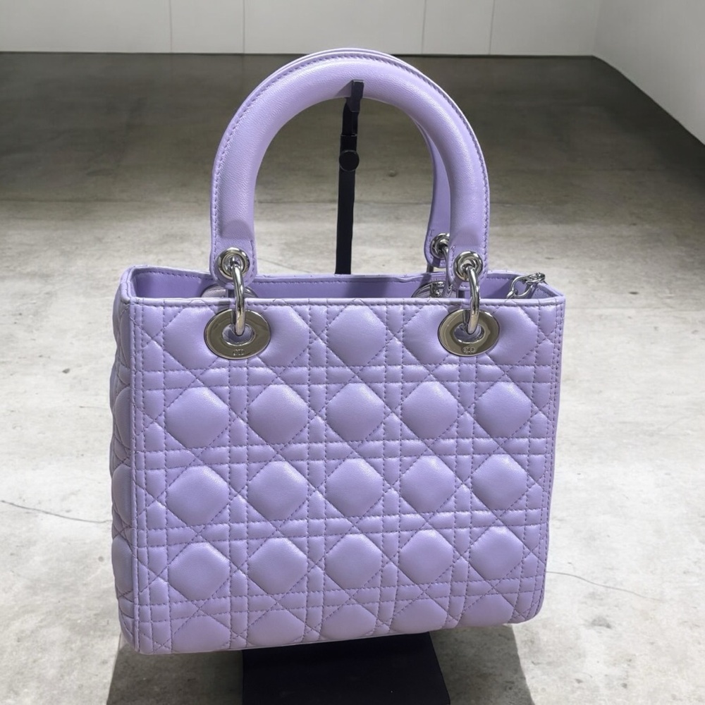 Christian DIOR Lavender Cannage Lady Dior Bag - Picture 4 of 13